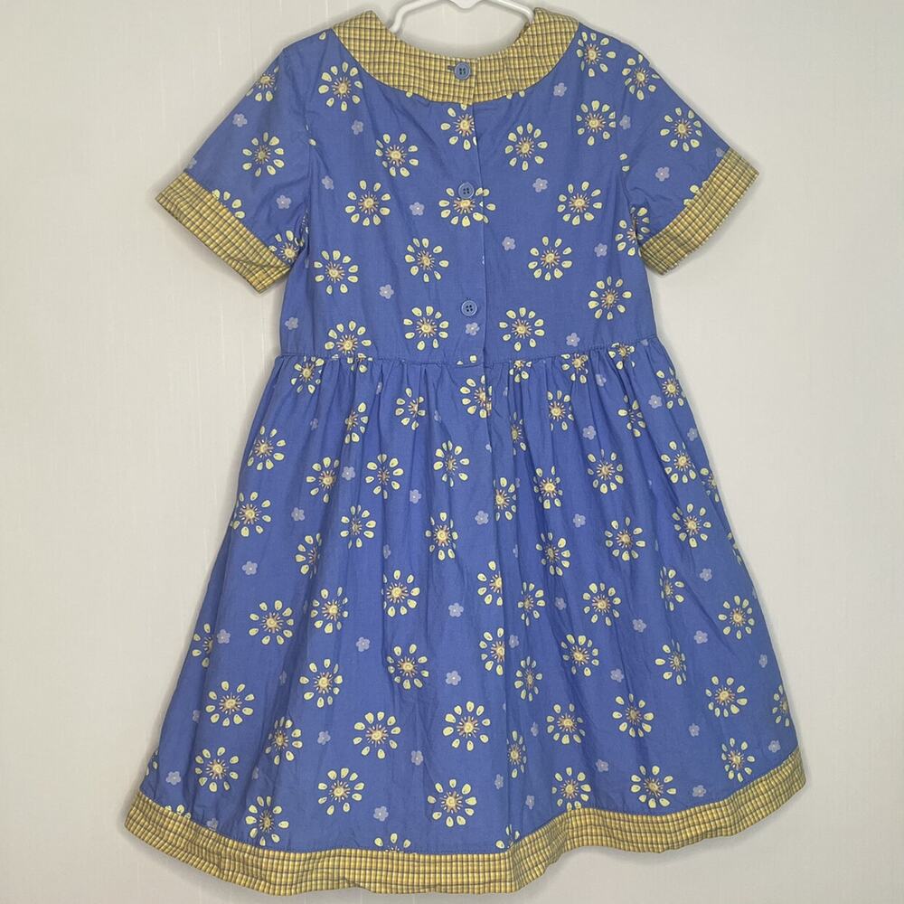 Vintage CC Bates Cotton Plaid Floral Short Sleeve Dress Size 5/6 - Picture 4 of 10